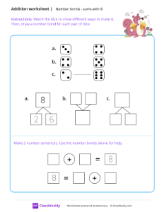 Number bonds (sums with 8) | Math Worksheet