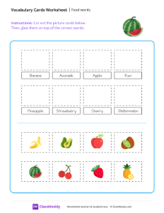 Food words - Watermelon | Reading & Writing Worksheet