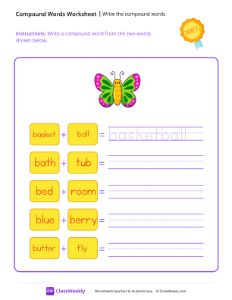 Write the compound words - Award | Reading & Writing Worksheet