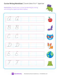 Cursive Letters A to F - Uppercase | Reading & Writing Worksheet