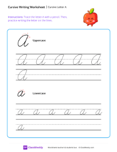 Cursive A | Reading & Writing Worksheet