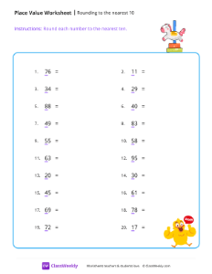 Rounding to the nearest 10 - Merry-go-round | Math Worksheet