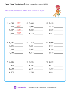 Ordering numbers (up to 10,000) - Tea | Math Worksheet