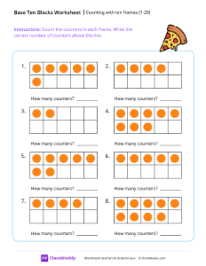 Counting with ten frames (1-10) - Pizza | Math Worksheet