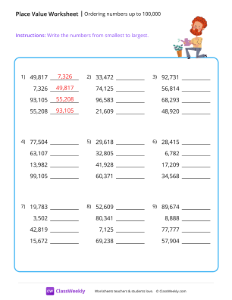 Ordering numbers (up to 100,000) - Plants | Math Worksheet