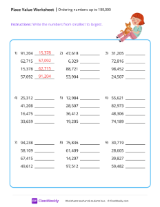 Ordering numbers (up to 100,000) - Pet | Math Worksheet