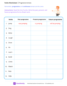 Progressive tenses - Judo | Grammar Worksheet