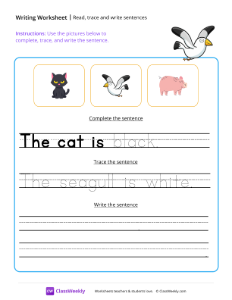 Read, trace and write sentences - Seagull | Reading & Writing Worksheet