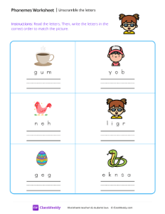 Unscramble The Letters - Girl | Reading & Writing Worksheet