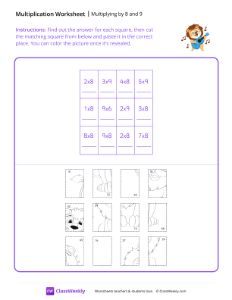 Multiply by 8 and 9 - Singing Lion | Math Worksheet