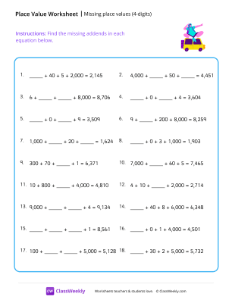 worksheet-Missing-place-values-(4-digits)---Roadtrip