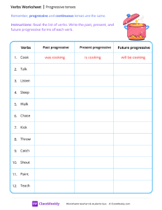 Progressive tenses - Pot | Grammar Worksheet