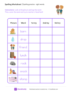 Spelling Practice & Sight Words - Buddies | Reading & Writing Worksheet