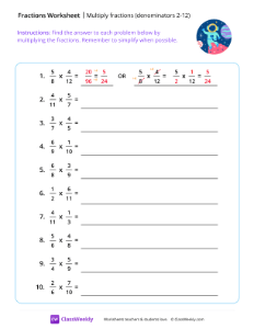 Multiply Fractions (Denominators 2-12) - Astronaut-worksheet