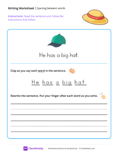 worksheet-Spacing-between-words---Hat