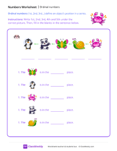 Ordinal Numbers - Pink Crab | Math Worksheet