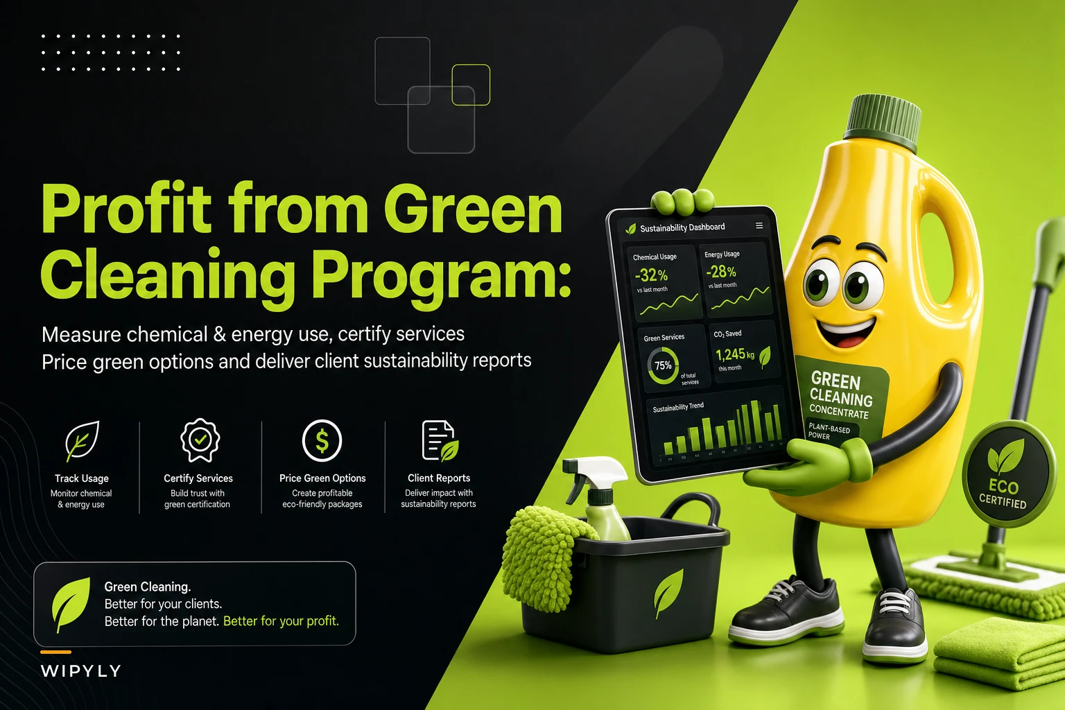Build a profitable green-cleaning program: measure chemical and energy use, certify services, and price green options