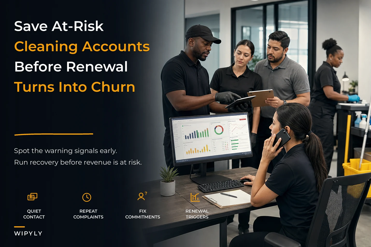 Customer-success playbook for cleaning businesses: at-risk signals, recovery flows and renewal triggers