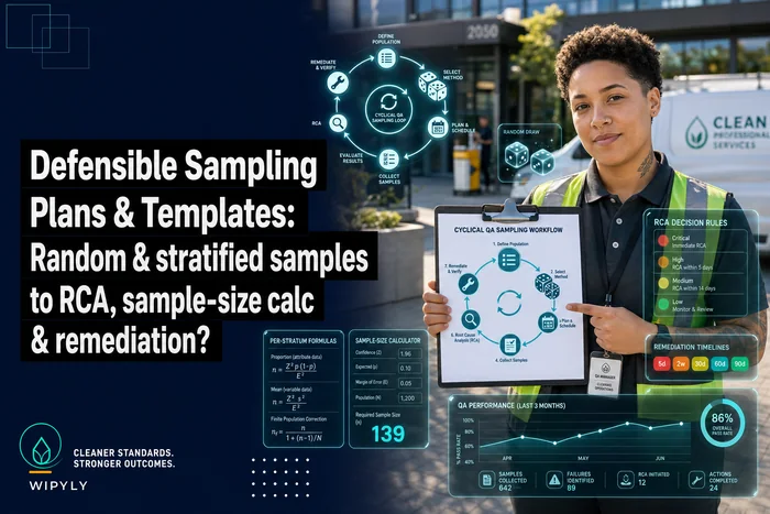 Statistical sampling plans for cleaning QA and sample-size templates