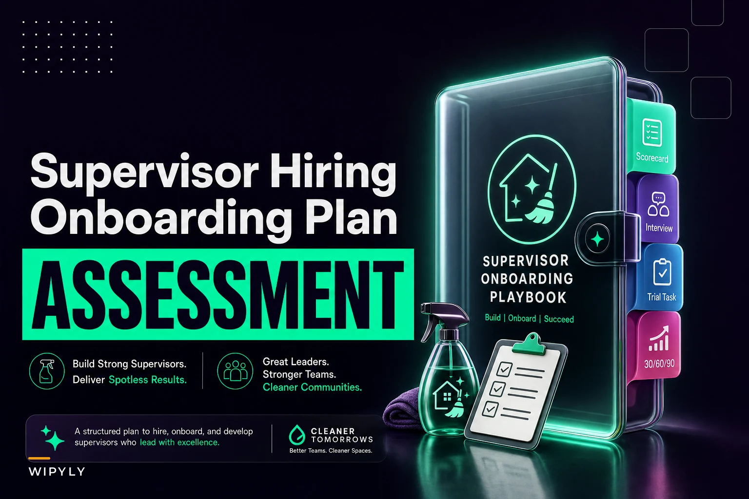 Supervisor hiring scorecard and 30/60/90 onboarding for cleaning ops