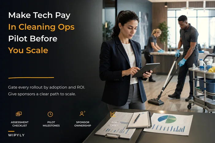 Technology adoption governance to capture ROI in cleaning businesses