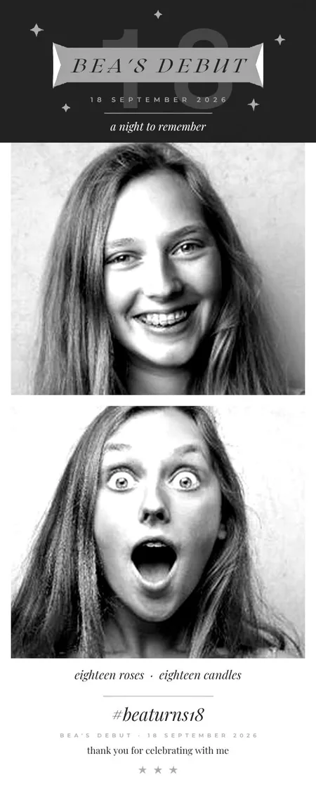Receipt print for an eighteenth birthday debut with two photos