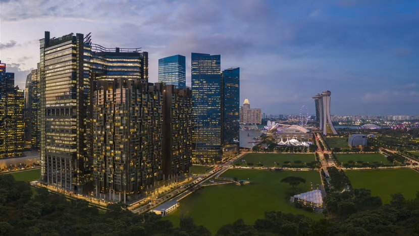 Marina One Residences with Singapore Skyline