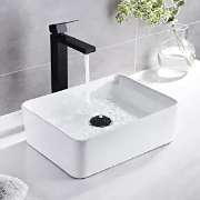 KES Rectangle Vessel Sink 16"X12" White Bathroom Sink img