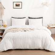 WARMDERN White Boho Duvet Cover Set King Size img