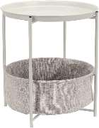 Amazon Basics Round Storage End Table, Side Table with Cloth Basket  img