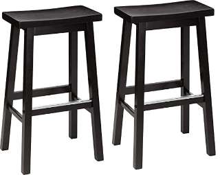 Amazon Basics Solid Wood Saddle-Seat Kitchen Counter Barstool img