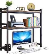 TMUCUNG Computer Desktop Bookcase, 2-Tier Multipurpose Countertop Hutch  img