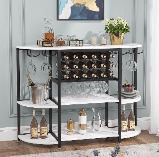 Tribesigns Wine Rack Table, 47 Inch Modern Wine Bar Cabinet img