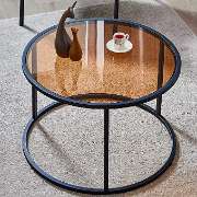 SAYGOER Glass Coffee Table Round Modern Coffee Table img