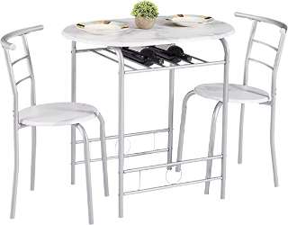 VECELO 3 Piece Small Round Dining Table Set for Kitchen img