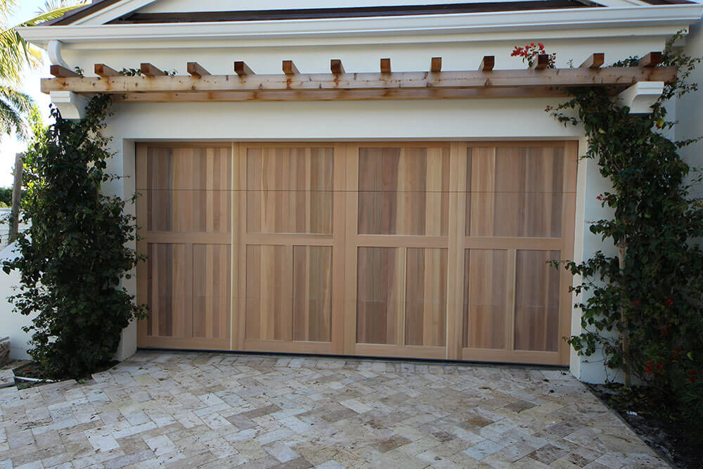 Custom wood garage door installation
