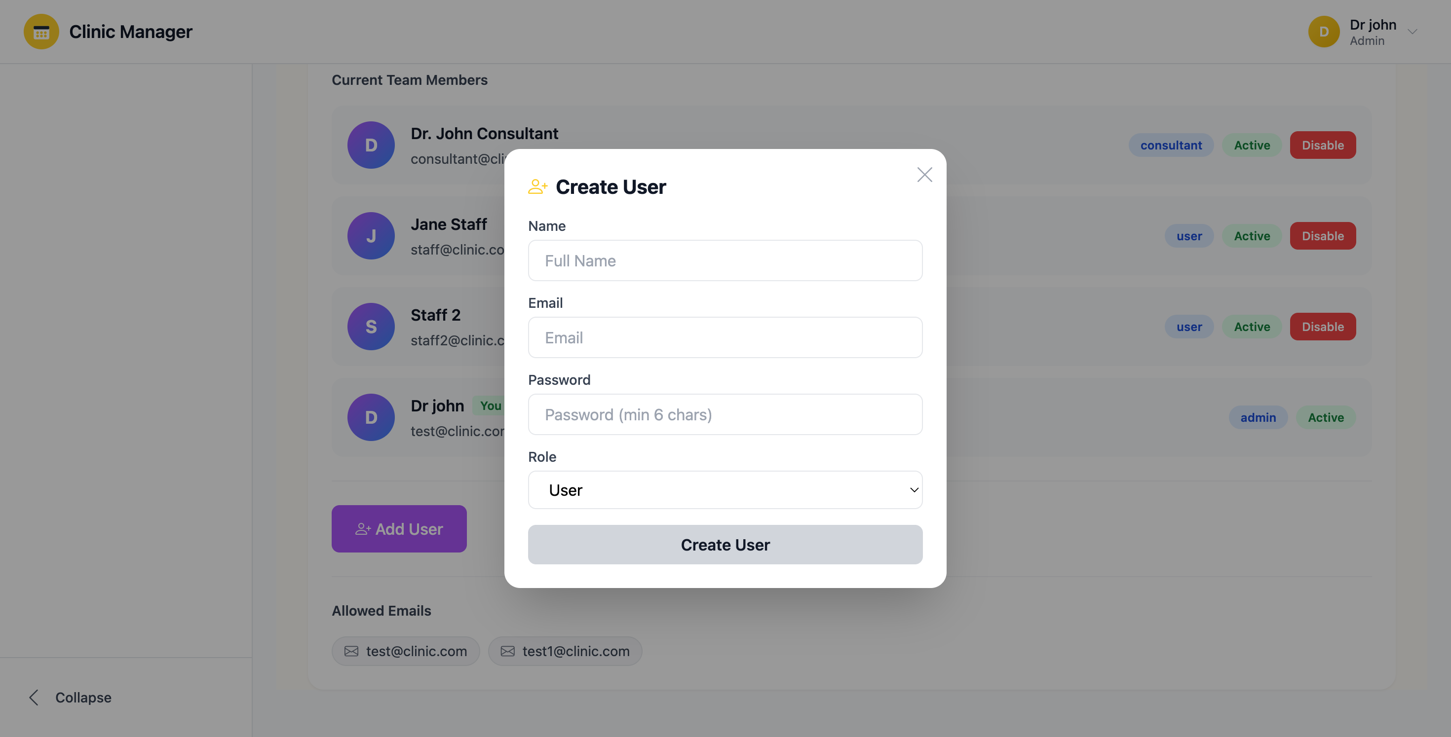 Create User Form