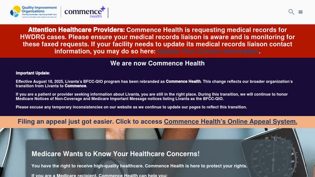 Commence Health BFCC-QIO homepage