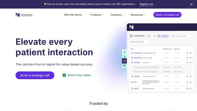 Navina homepage