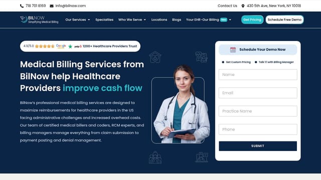 BilNow Medical Billing and Revenue Cycle Management System homepage