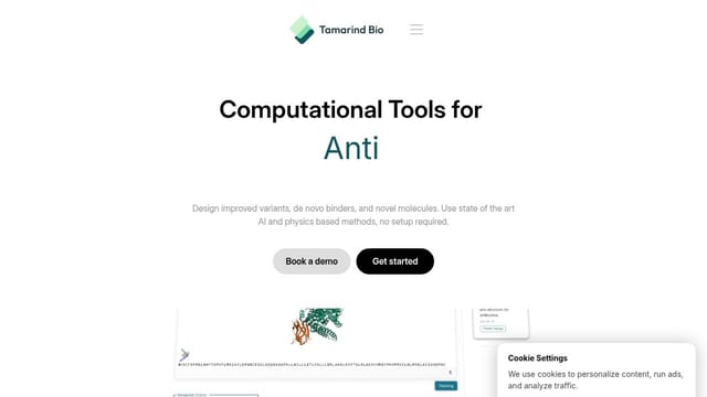 Tamarind Bio: AI Infrastructure for Biotech R&D homepage