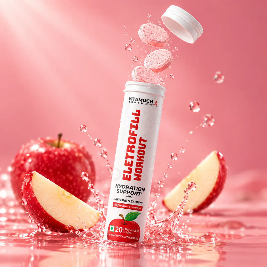 Vitamuch Electrofill Pre & Post Workout Electrolyte Effervescent | Energy, Muscle Recovery & Endurance | 20 Tabs