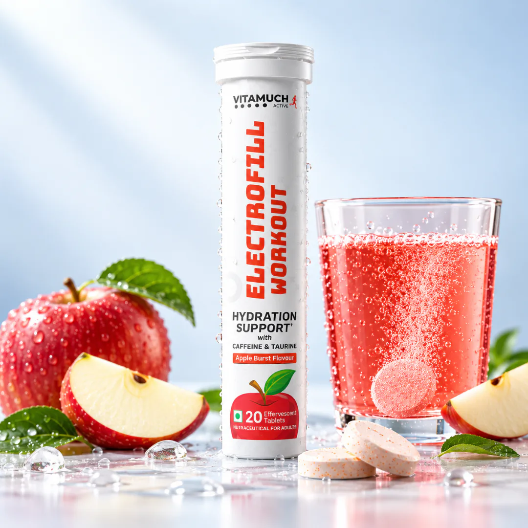 Vitamuch Electrofill Pre & Post Workout Electrolyte Effervescent | Energy, Muscle Recovery & Endurance | 20 Tabs
