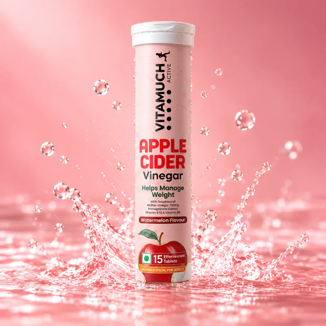 Vitamuch Apple Cider Vinegar Effervescent Tablets | Weight Loss, Metabolism & Gut Health | Watermelon Flavour | 15 Tabs