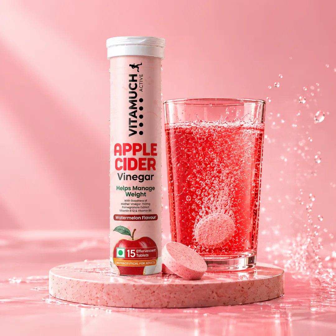 Vitamuch Apple Cider Vinegar Effervescent Tablets | Weight Loss, Metabolism & Gut Health | Watermelon Flavour | 15 Tabs