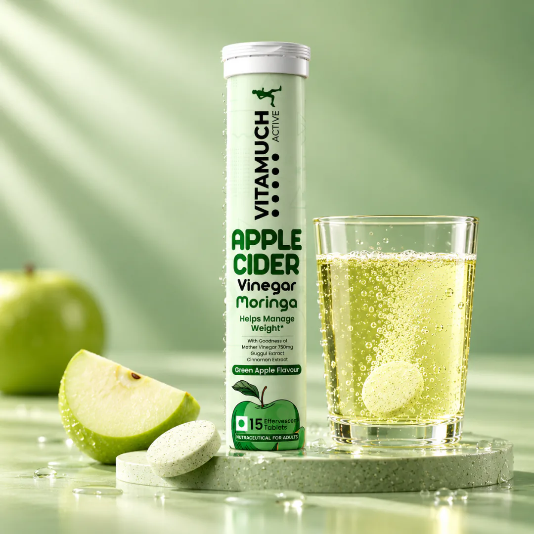 Vitamuch Apple Cider Vinegar Effervescent Tablets with Moringa & Cinnamon | Weight Loss, Fat Burn & Gut Health | 15 Tabs