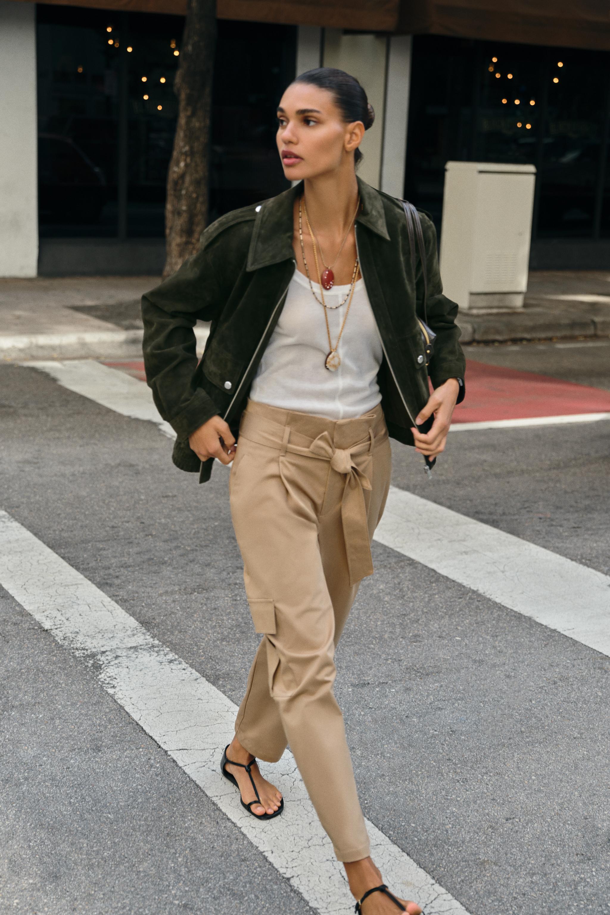 pantalon paperbag bolsillos cargo