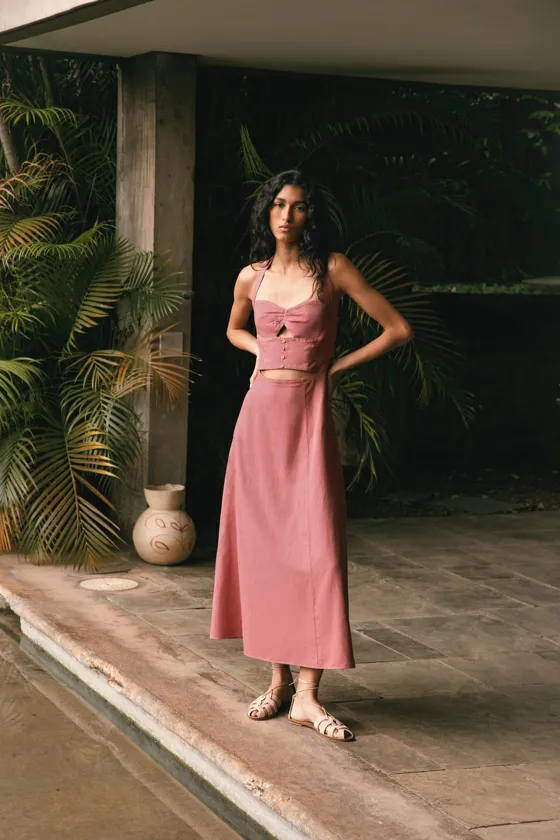 Vestido largo de lino