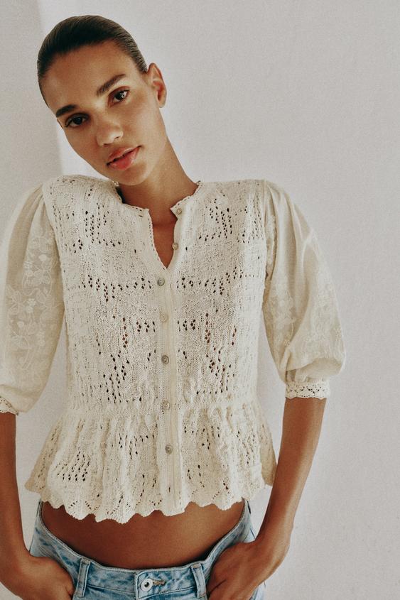 Blusa romantica de punto