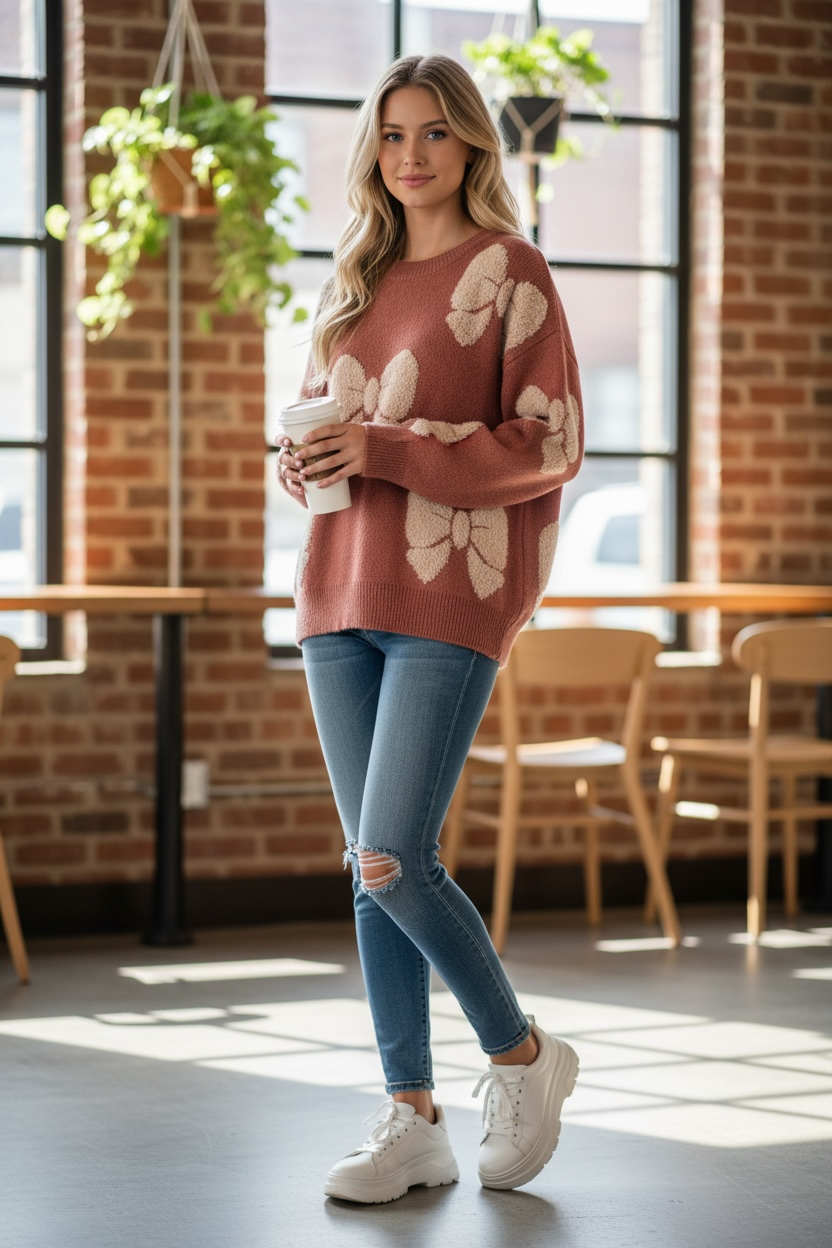 Altar'd State Bow Pullover Sweater - Image 1